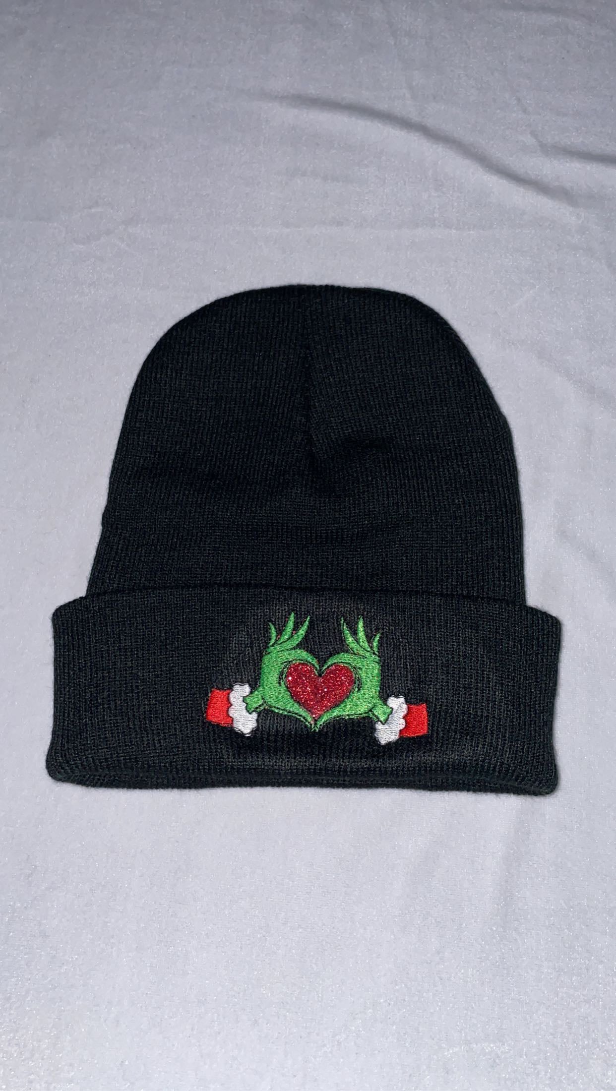 Heart Shape Grinch Hands Beanie