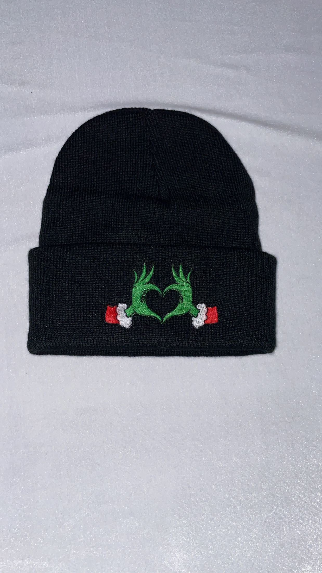 Heart Shape Grinch Hands Beanie
