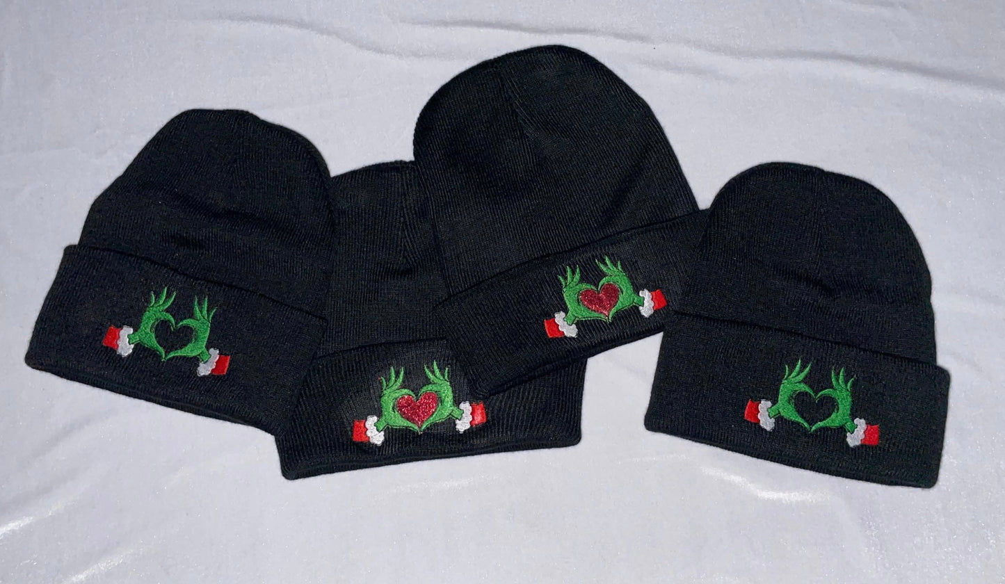 Heart Shape Grinch Hands Beanie