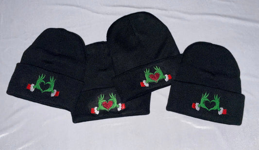 Heart Shape Grinch Hands Beanie